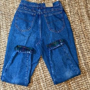 Vintage LL Bean flannel lined tapered mom jeans 28